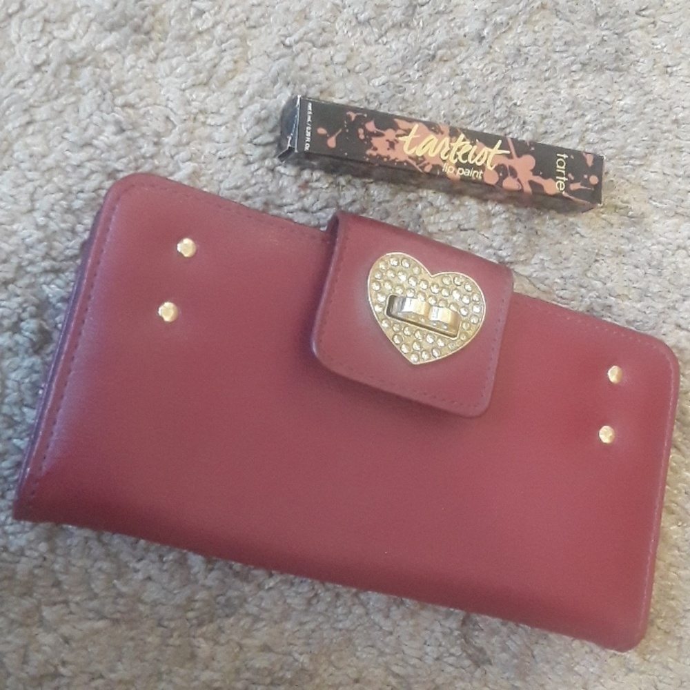 Leather Rhinestone Wallet &heart lock - Picture 2 of 5
